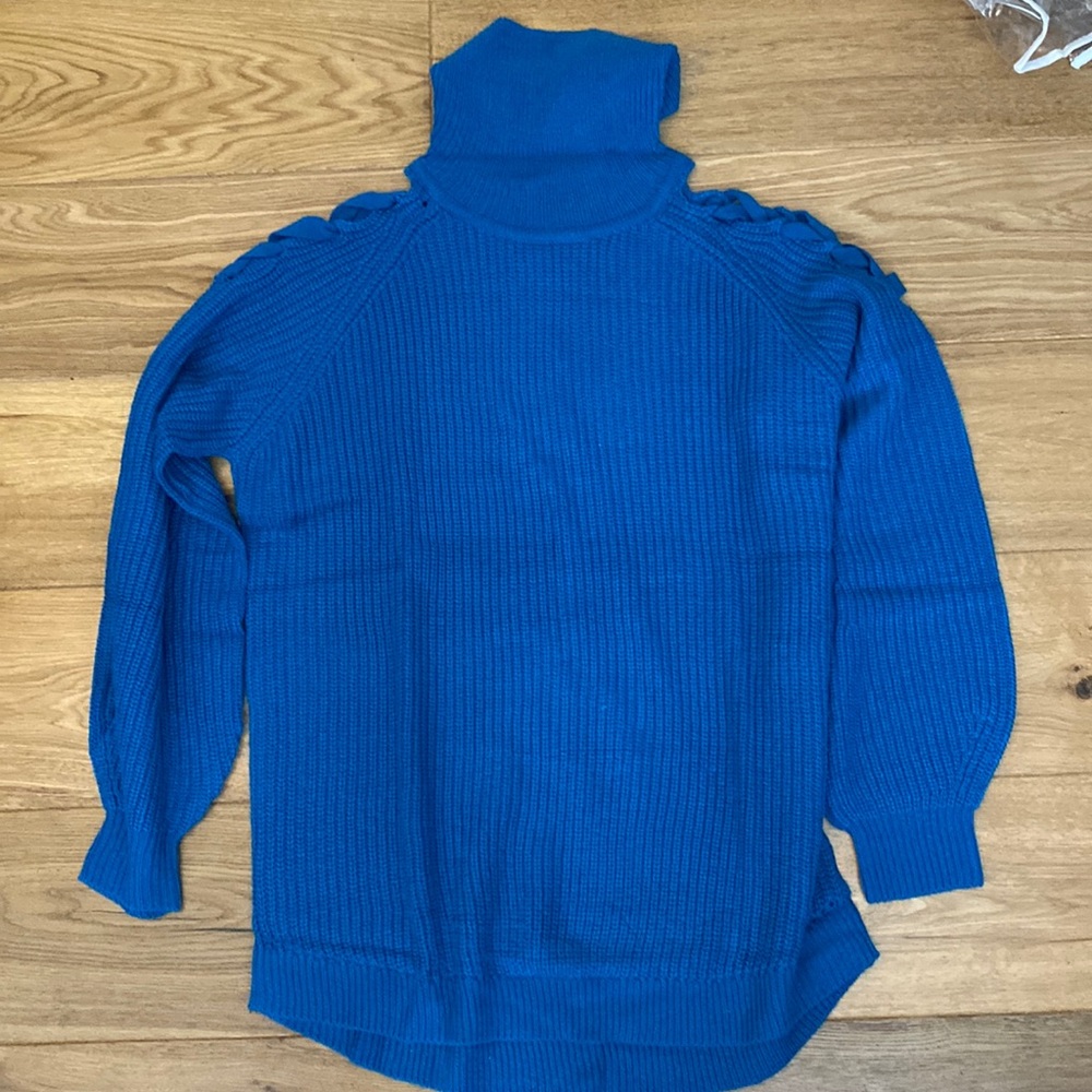 Turquoise blue oversized sweater.